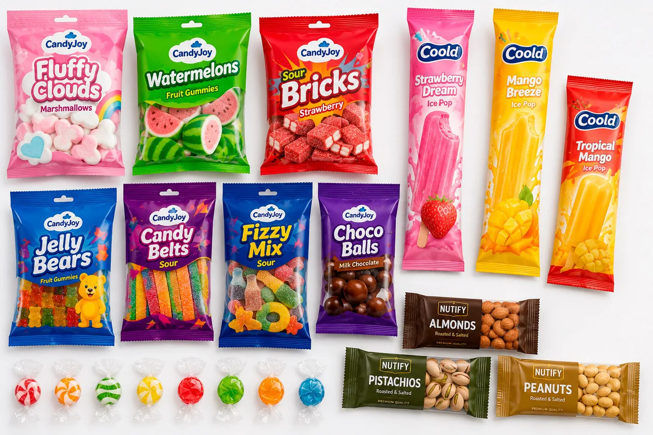 Envases flexibles para golosinas, frutos secos y snacks